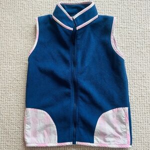 Girls Navy and Pink Check Fleece Vest (7)